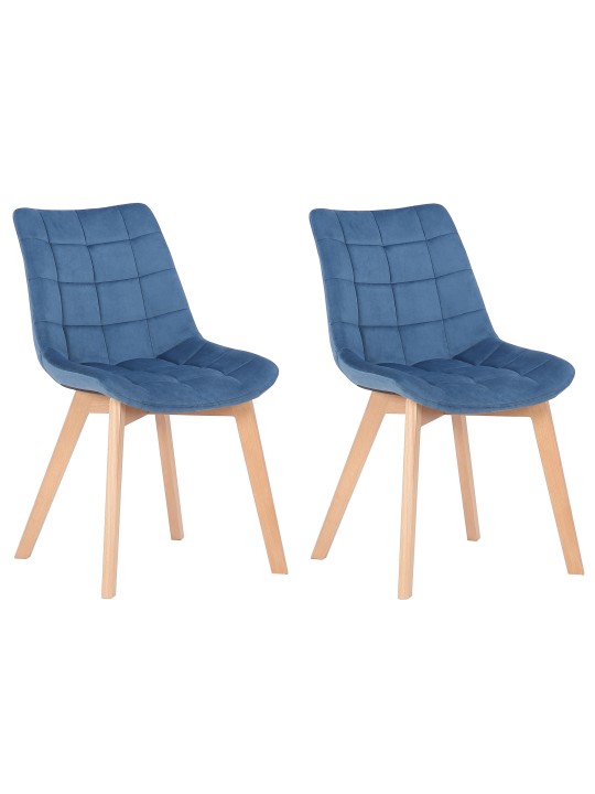 Lot de 2 chaises de salle à manger Passaic velours, bleu Lot de 2 chaises de salle à manger Passaic velours, bleu