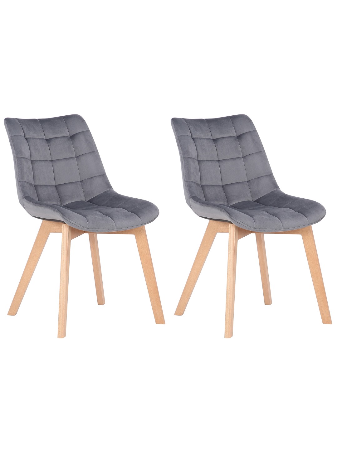 Lot de 2 chaises de salle à manger Passaic velours, gris