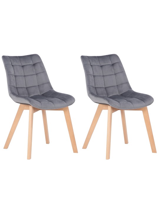 Lot de 2 chaises de salle à manger Passaic velours, gris Lot de 2 chaises de salle à manger Passaic velours, gris