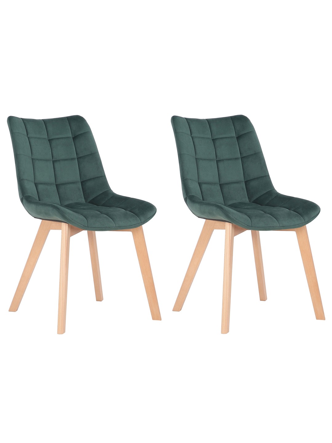 Lot de 2 chaises de salle à manger Passaic velours, vert