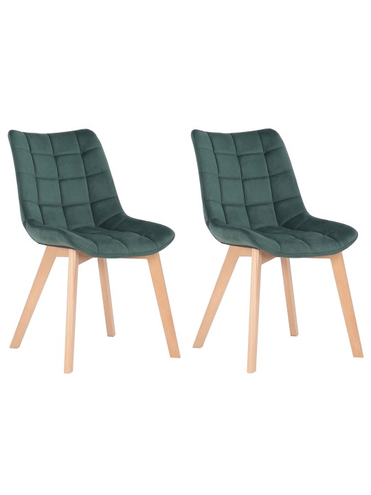 Lot de 2 chaises de salle à manger Passaic velours, vert Lot de 2 chaises de salle à manger Passaic velours, vert
