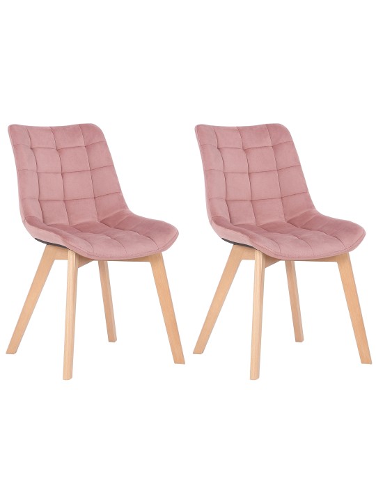 Lot de 2 chaises de salle à manger Passaic velours, rose Lot de 2 chaises de salle à manger Passaic velours, rose