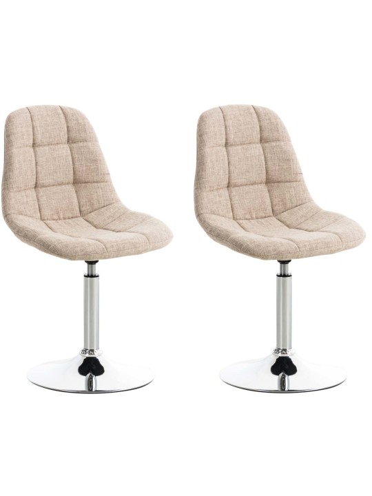 Lot de 2 chaises Emil tissu, crème