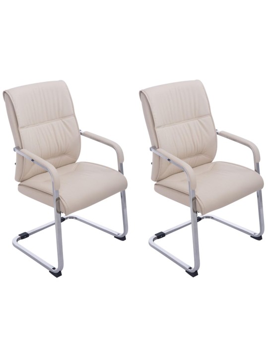 Lot de 2 chaises cantilever XL Anubis, crème