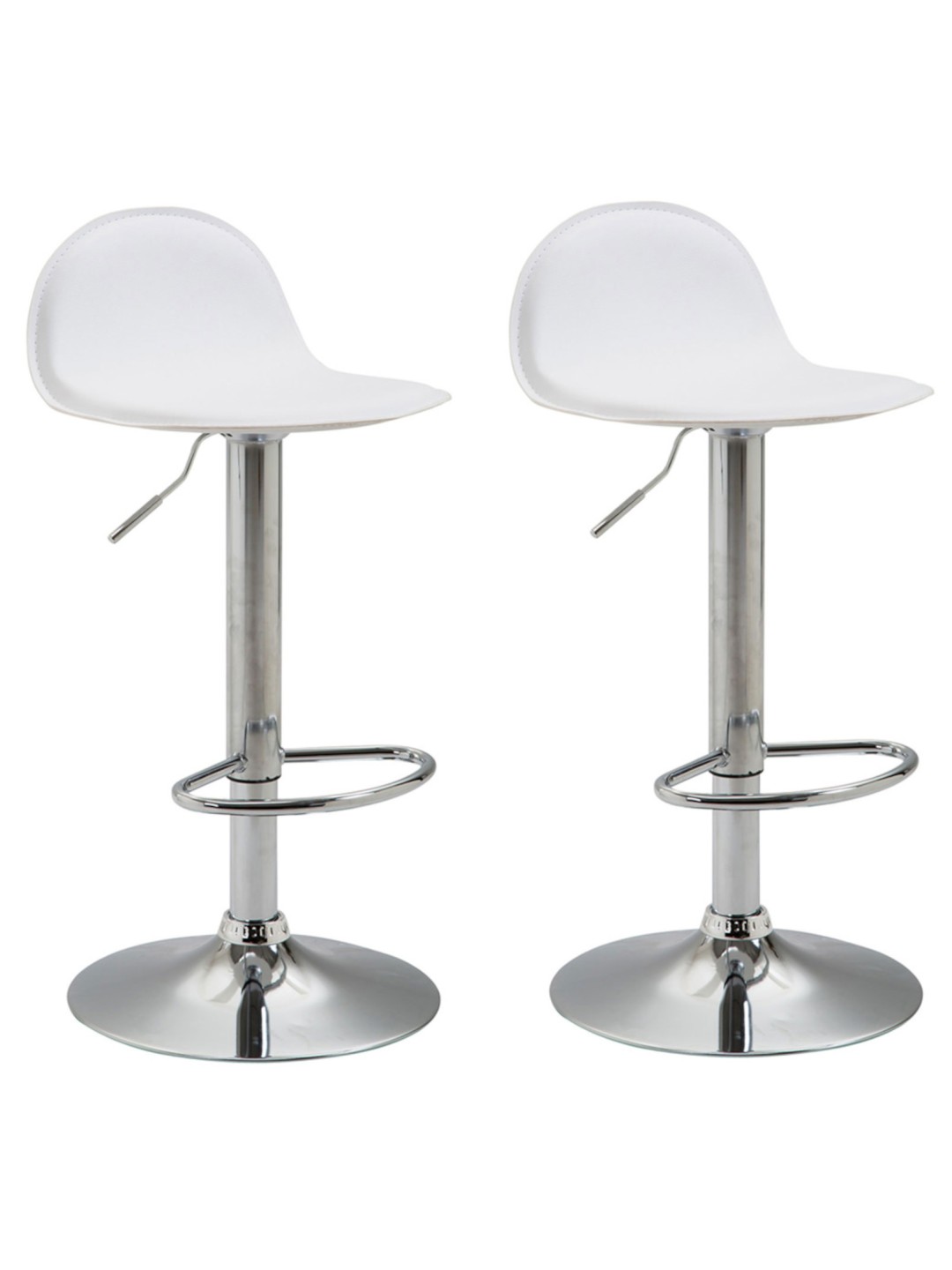 Lot de 2 tabourets de bar Lana V2 chromé, blanc