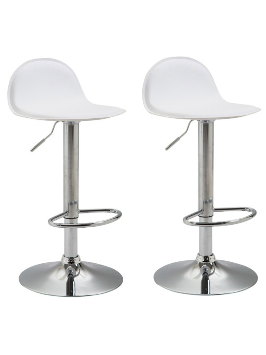 Lot de 2 tabourets de bar Lana V2 chromé, blanc