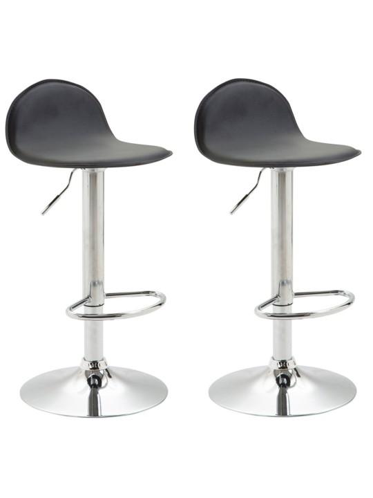Lot de 2 tabourets de bar Lana V2 chromé, noir