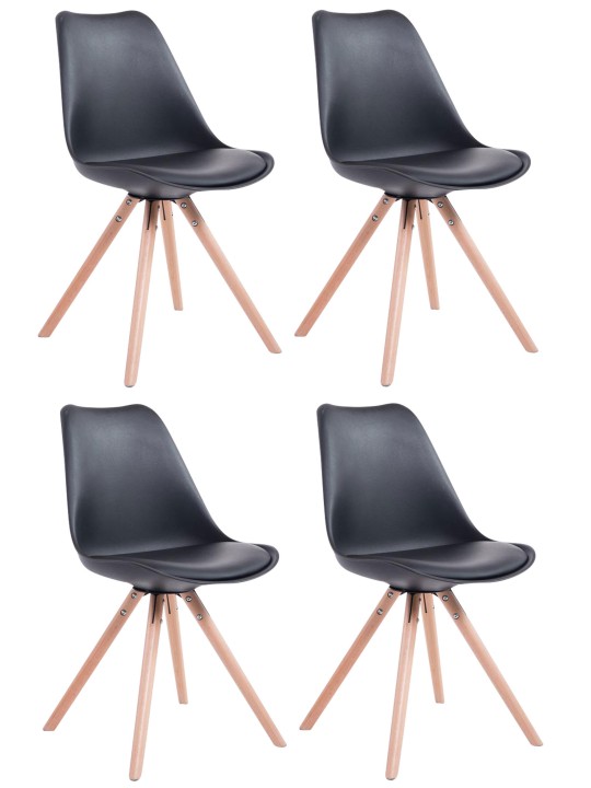 Lot de 4 chaises Toulouse simili cuir rondes naturel, noir Lot de 4 chaises Toulouse simili cuir rondes naturel, noir