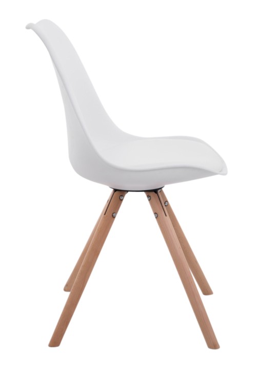 Lot de 4 chaises Toulouse simili cuir rondes naturel, blanc Lot de 4 chaises Toulouse simili cuir rondes naturel, blanc
