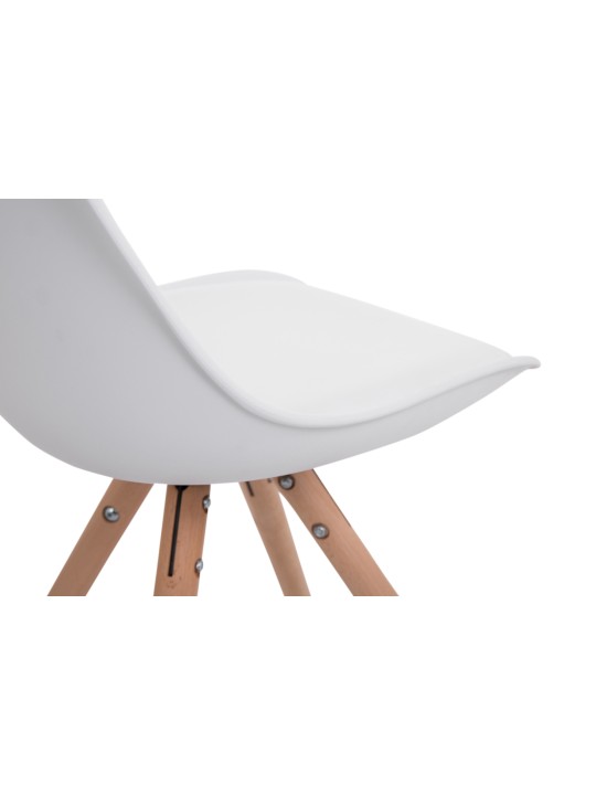 Lot de 4 chaises Toulouse simili cuir rondes naturel, blanc Lot de 4 chaises Toulouse simili cuir rondes naturel, blanc