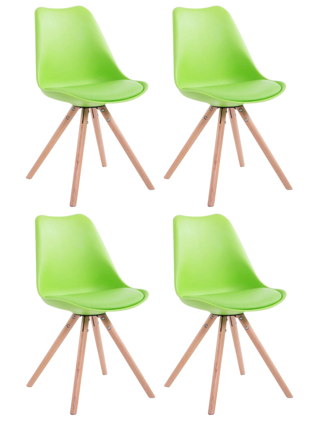 Lot de 4 chaises Toulouse simili cuir rondes naturel, vert