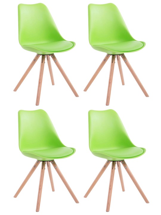 Lot de 4 chaises Toulouse simili cuir rondes naturel, vert Lot de 4 chaises Toulouse simili cuir rondes naturel, vert