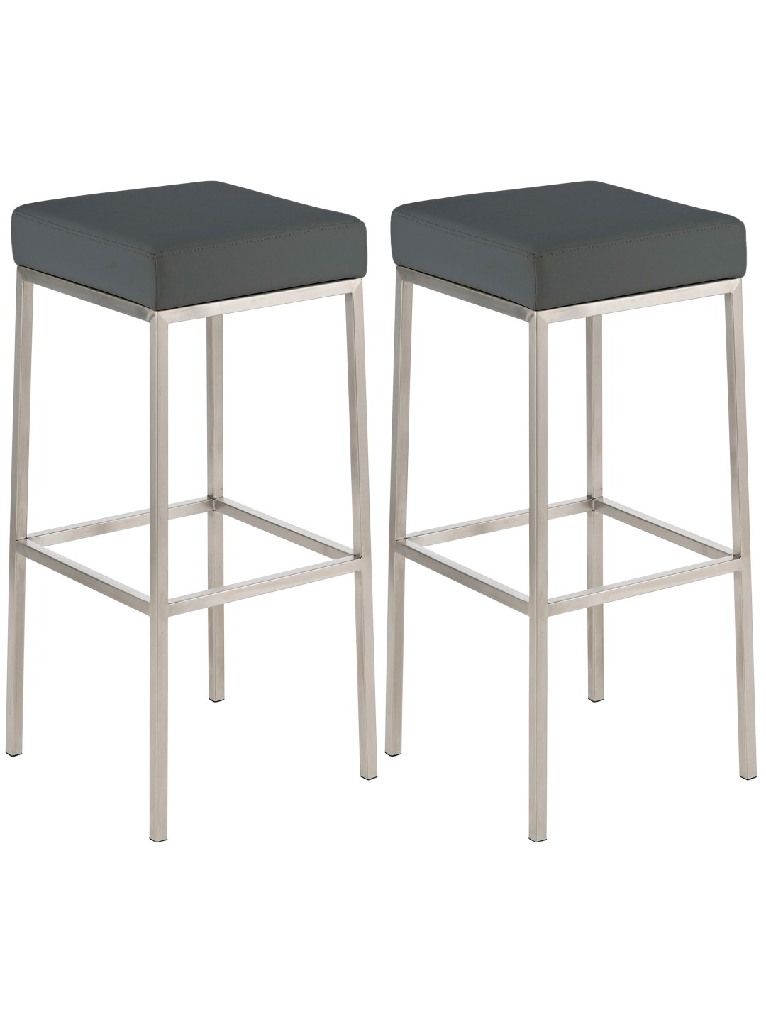 Lot de 2 tabourets de bar Montréal 85 simili cuir acier inoxydable, gris