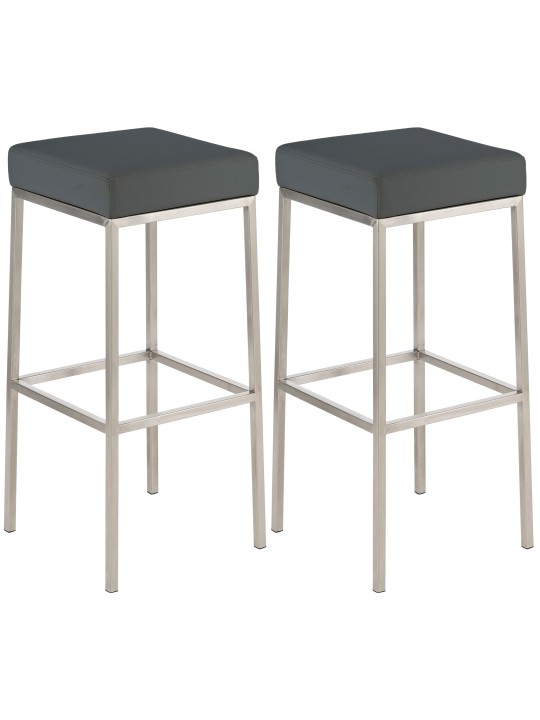Lot de 2 tabourets de bar Montréal 85 simili cuir acier inoxydable, gris