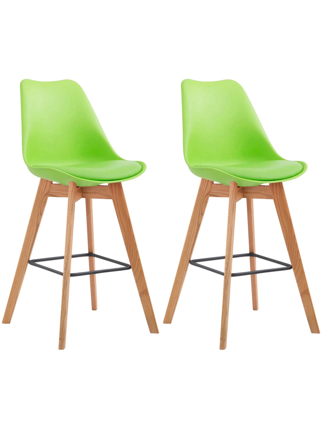 Lot de 2 tabourets de bar Metz plastique naturel, vert