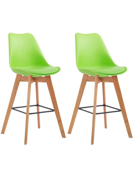 Lot de 2 tabourets de bar Metz plastique naturel, vert
