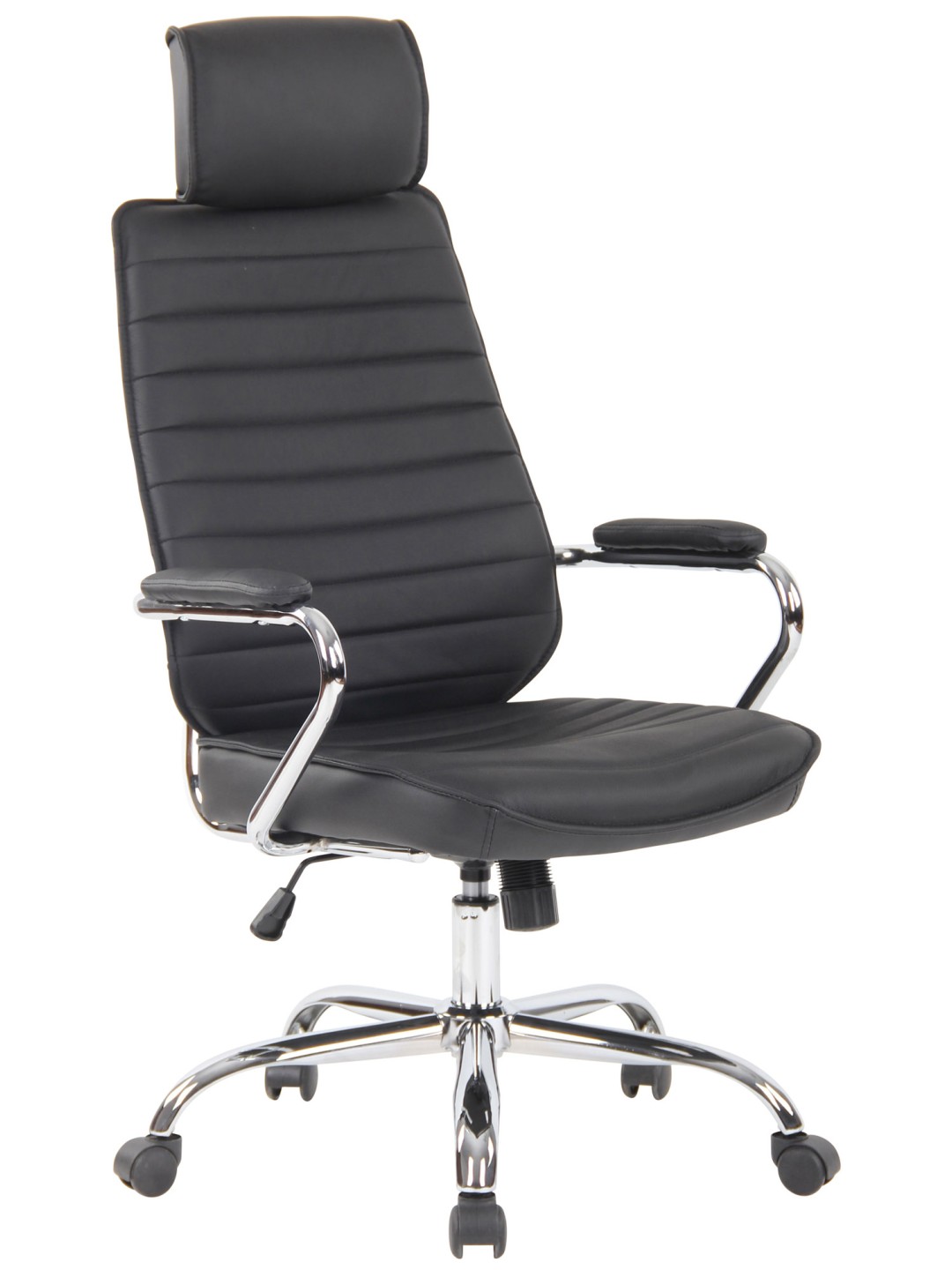 Chaise de bureau Rako cuir véritable, noir