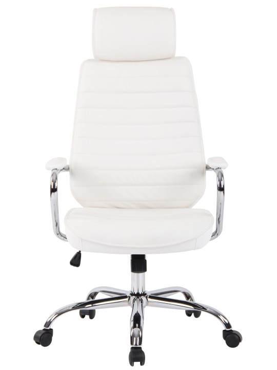 Chaise de bureau Rako cuir véritable, blanc