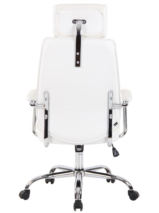Chaise de bureau Rako cuir véritable, blanc