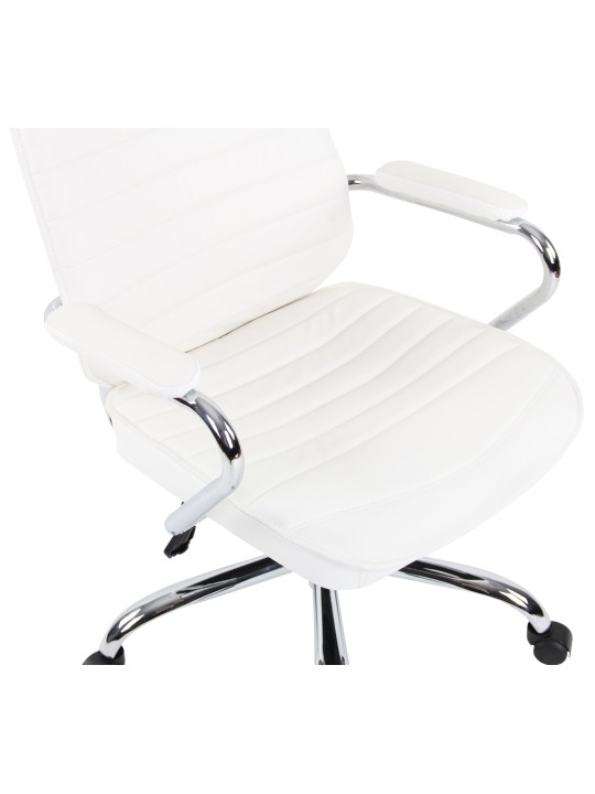 Chaise de bureau Rako cuir véritable, blanc