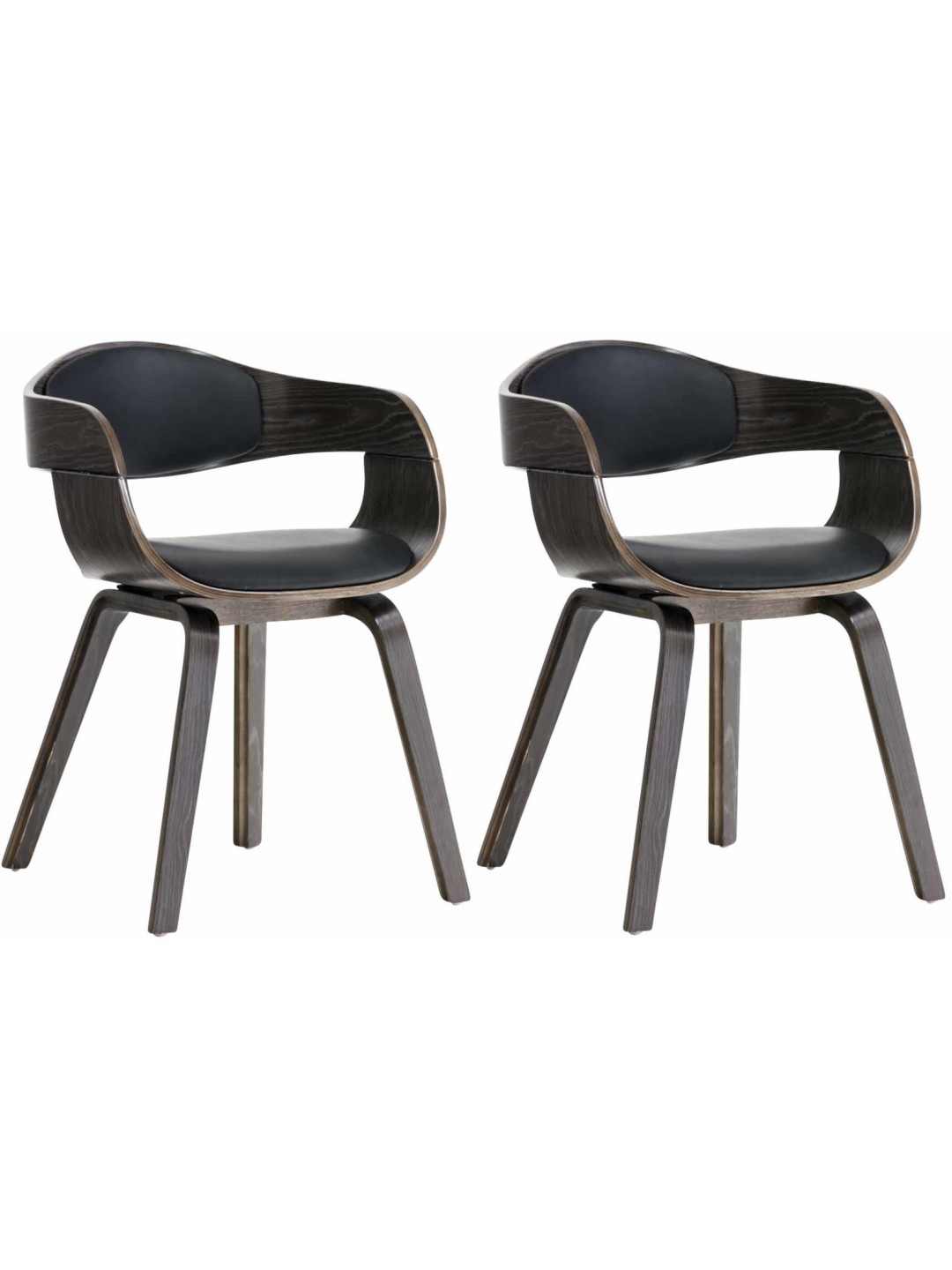 Lot de 2 chaises Kingston simili cuir, noir/gris