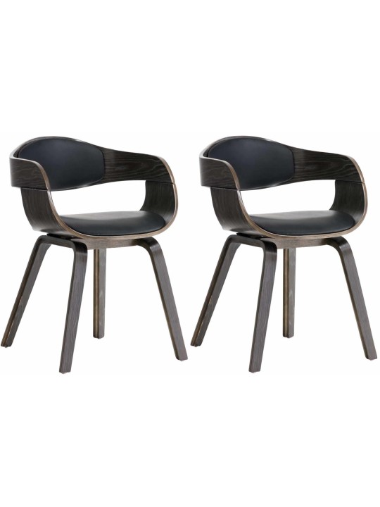 Lot de 2 chaises Kingston simili cuir, noir/gris