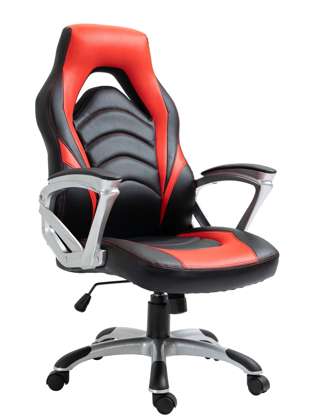 Chaise de bureau Foxton simili cuir, noir/rouge