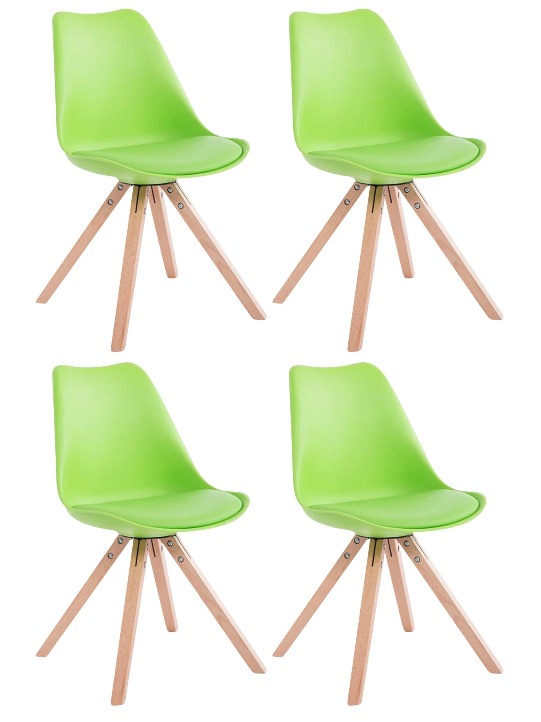 Lot de 4 Chaises Toulouse Simili Cuir Natura Square, vert