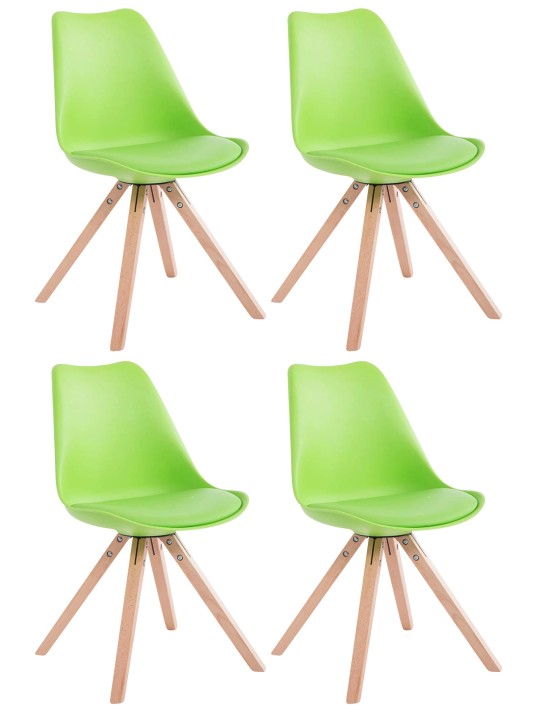 Lot de 4 Chaises Toulouse Simili Cuir Natura Square, vert Lot de 4 Chaises Toulouse Simili Cuir Natura Square, vert