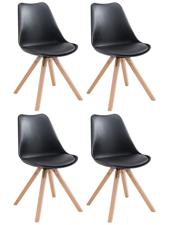 Lot de 4 Chaises Toulouse Simili Cuir Natura Square, noir Lot de 4 Chaises Toulouse Simili Cuir Natura Square, noir