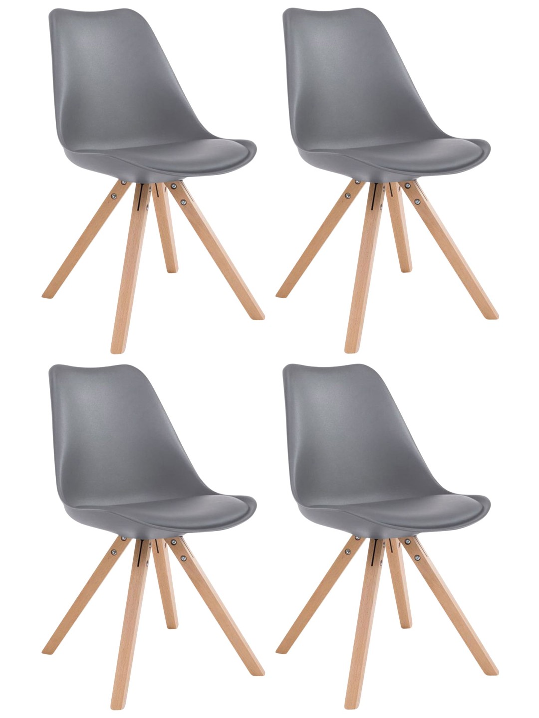 Lot de 4 Chaises Toulouse Simili Cuir Natura Square, gris