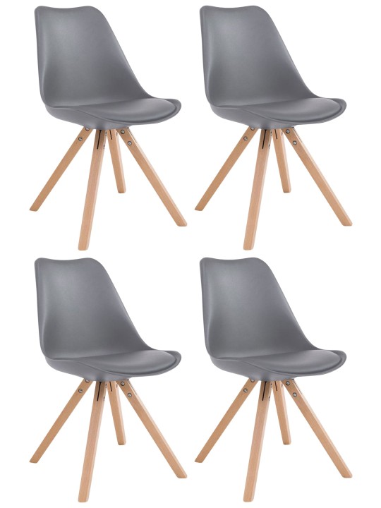 Lot de 4 Chaises Toulouse Simili Cuir Natura Square, gris Lot de 4 Chaises Toulouse Simili Cuir Natura Square, gris
