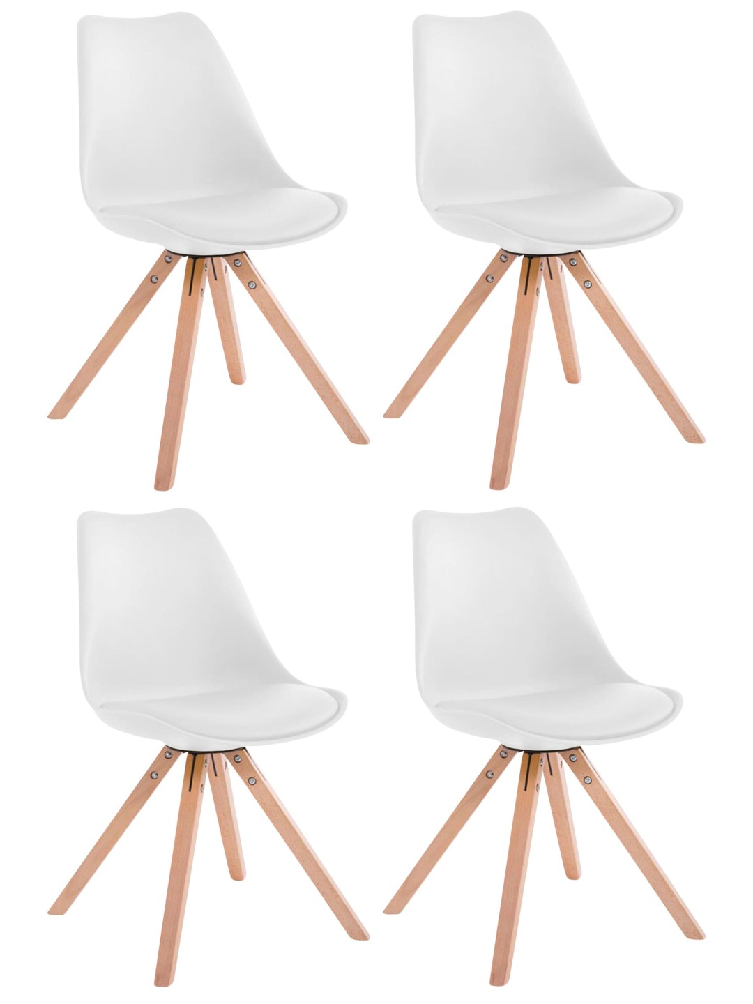 Lot de 4 Chaises Toulouse Simili Cuir Natura Square, blanc