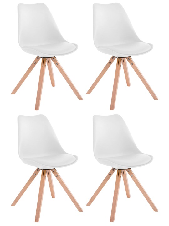 Lot de 4 Chaises Toulouse Simili Cuir Natura Square, blanc Lot de 4 Chaises Toulouse Simili Cuir Natura Square, blanc