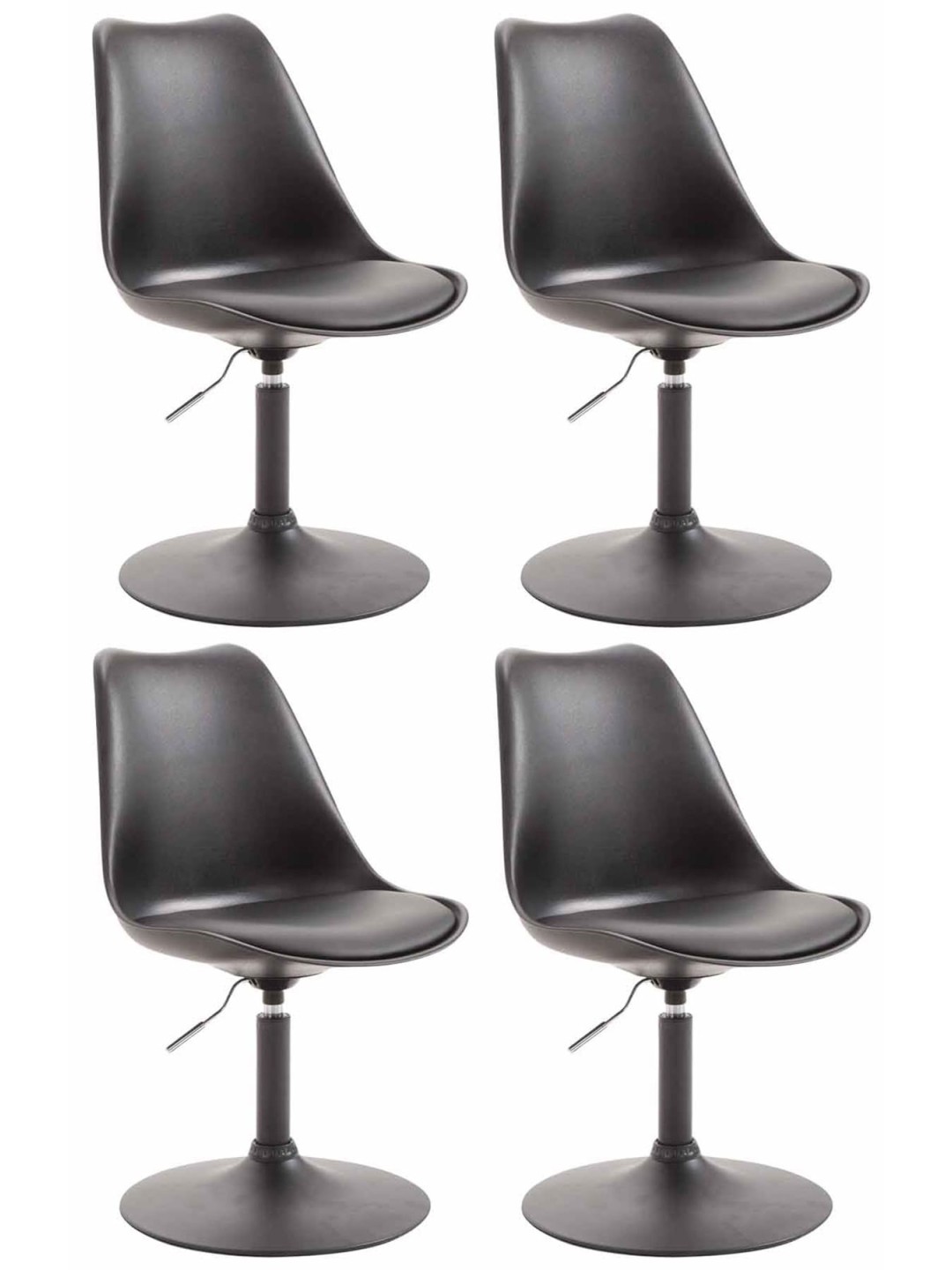 Lot de 4 chaises de salle à manger Maverick B en plastique, noir