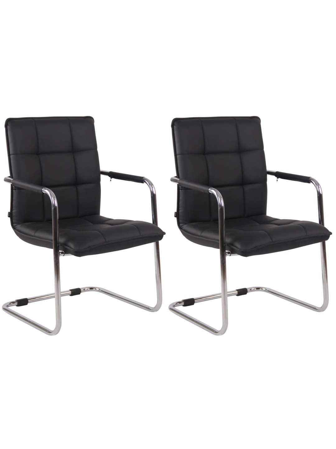 Lot de 2 chaises visiteurs Gandia simili cuir chrome, noir
