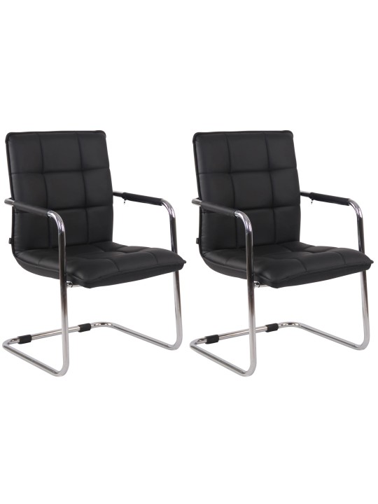 Lot de 2 chaises visiteurs Gandia simili cuir chrome, noir