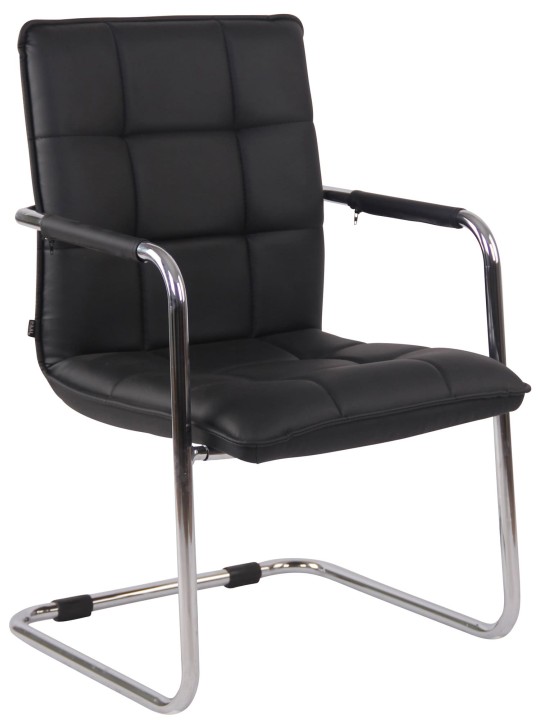 Lot de 2 chaises visiteurs Gandia simili cuir chrome, noir