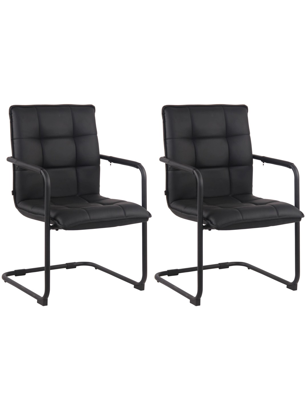 Lot de 2 chaises visiteurs Gandia simili cuir, noir