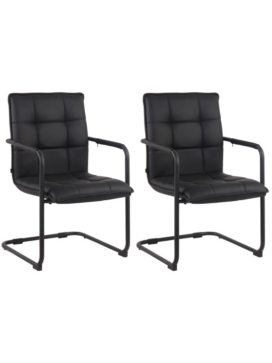 Lot de 2 chaises visiteurs Gandia simili cuir, noir