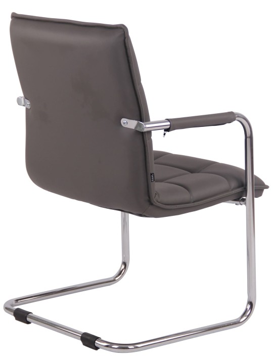 Lot de 2 chaises visiteurs Gandia simili cuir chrome, gris