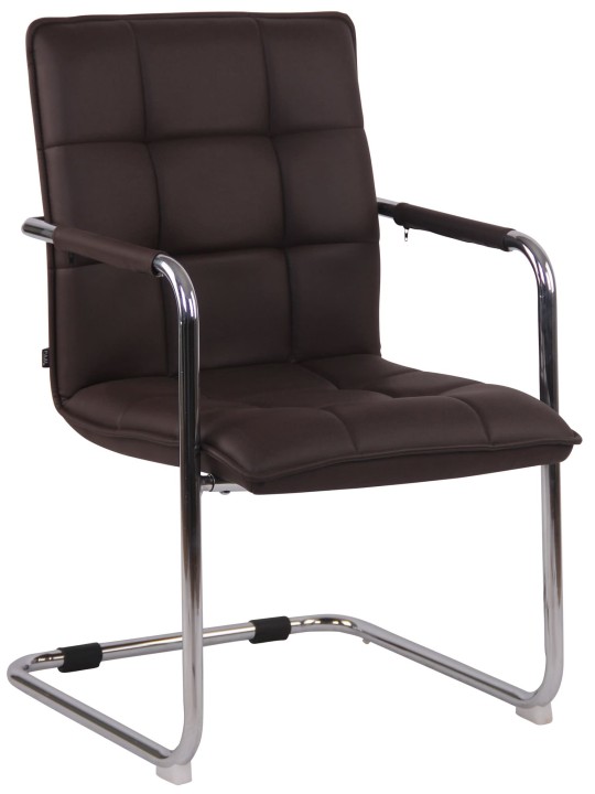 Lot de 2 chaises visiteurs Gandia simili cuir chrome, brun