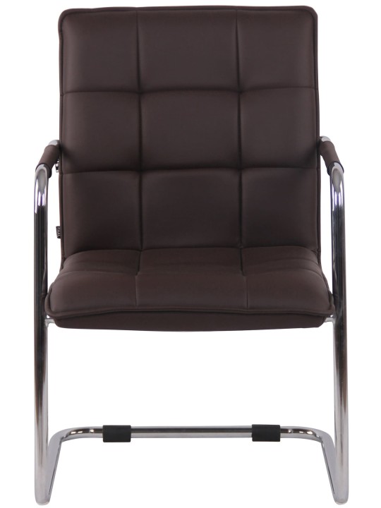 Lot de 2 chaises visiteurs Gandia simili cuir chrome, brun