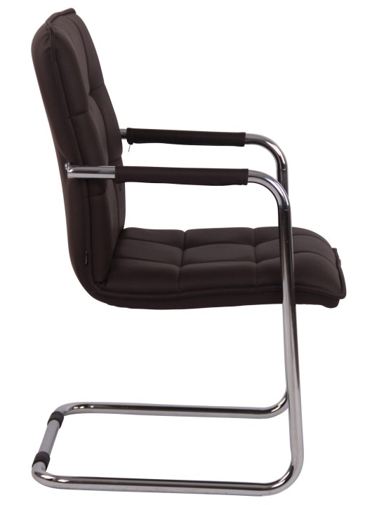 Lot de 2 chaises visiteurs Gandia simili cuir chrome, brun