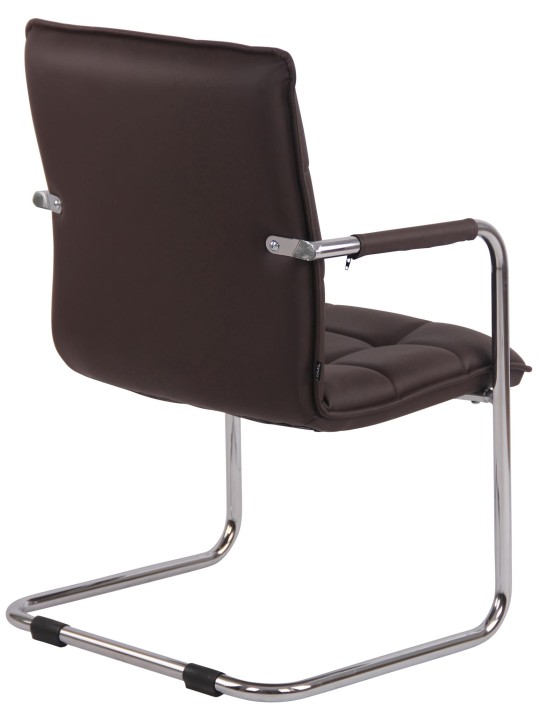 Lot de 2 chaises visiteurs Gandia simili cuir chrome, brun