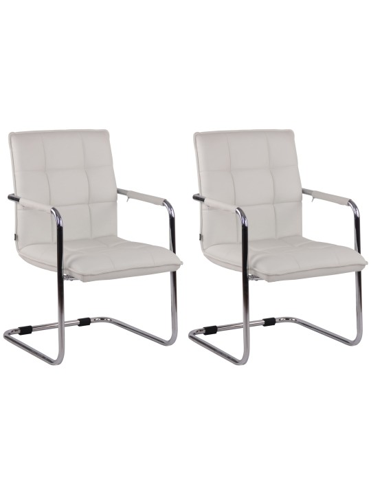 Lot de 2 chaises visiteurs Gandia simili cuir chrome, blanc