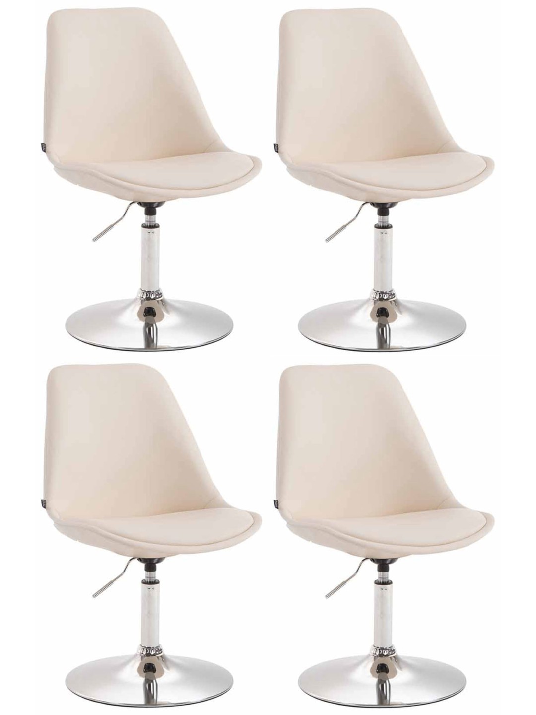 Lot de 4 chaises de salle à manger Maverick C simili cuir, crème