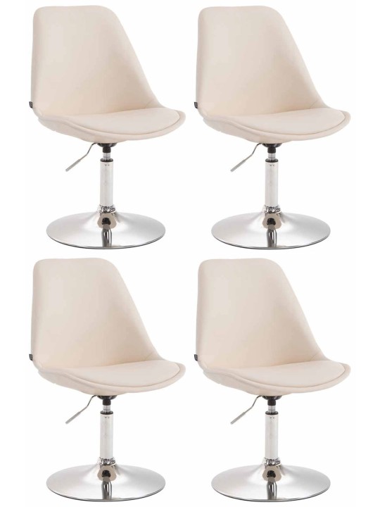 Lot de 4 chaises de salle à manger Maverick C simili cuir, crème