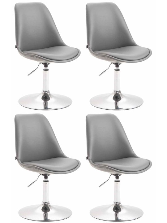 Lot de 4 chaises de salle à manger Maverick C simili cuir, gris