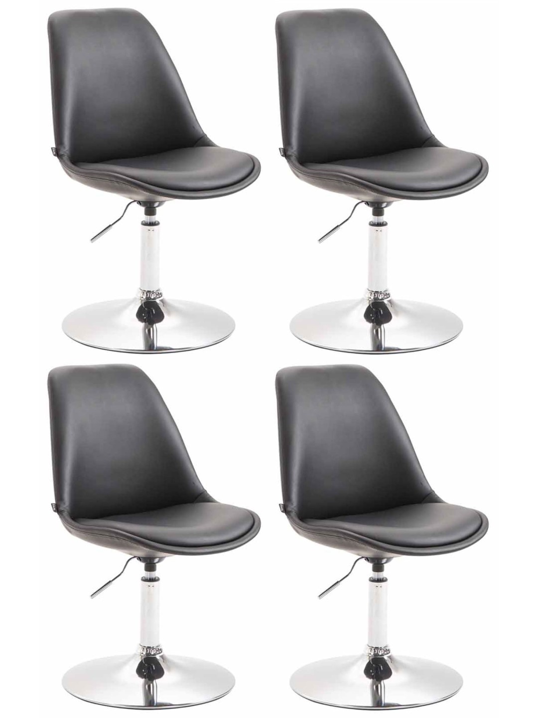 Lot de 4 chaises de salle à manger Maverick C simili cuir, noir